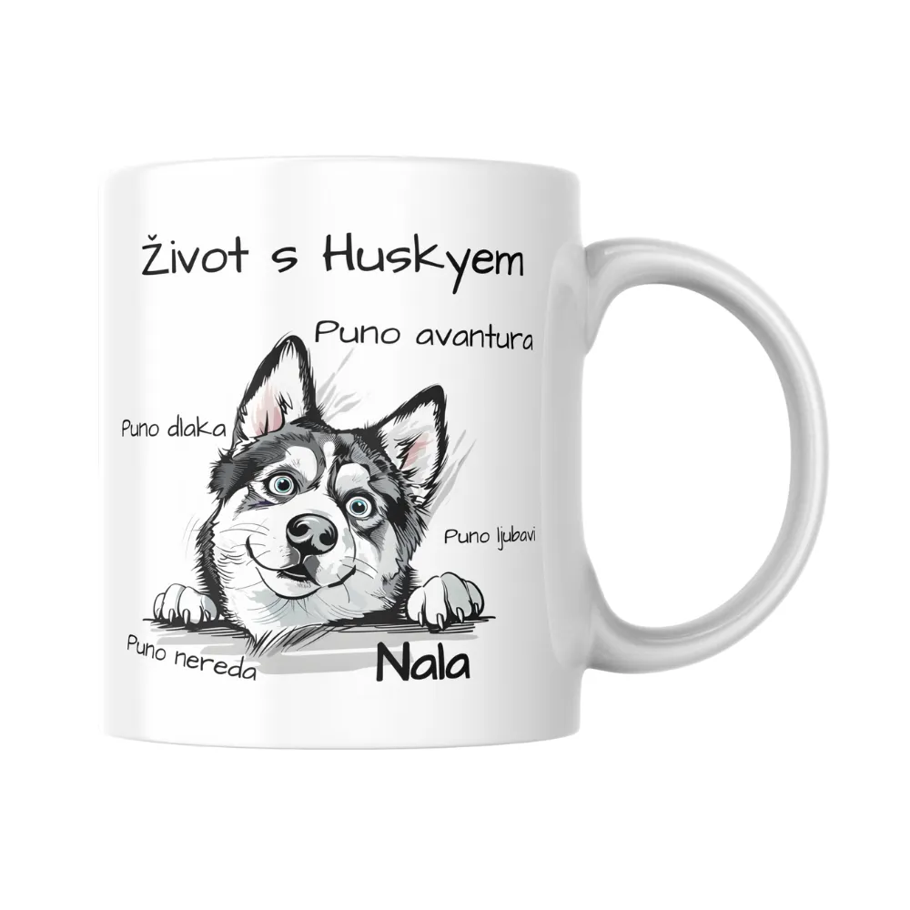 Šalica "Život s Huskyem" 🐾 – Puno avantura, dlaka i ljubavi! - Slika 2