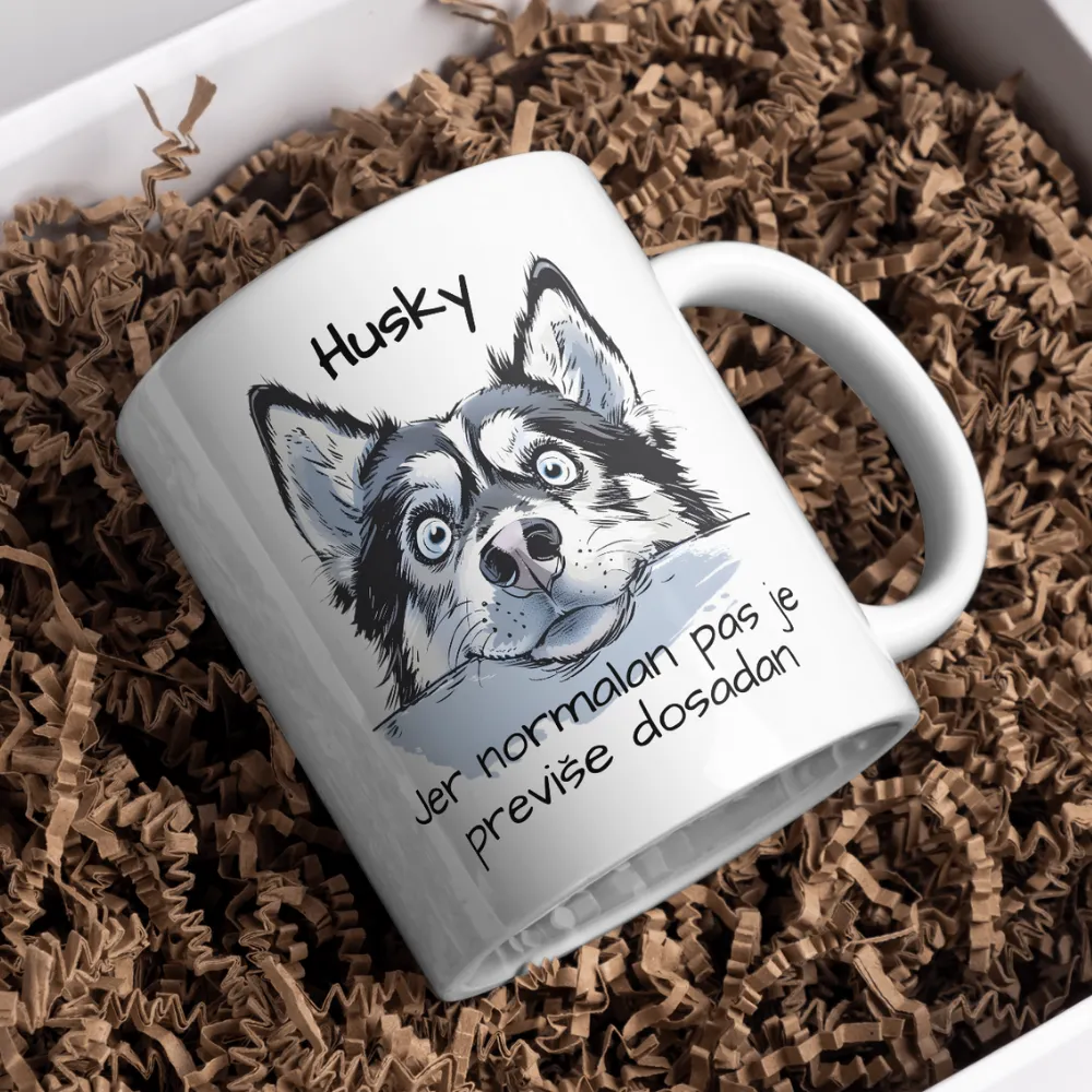 Šalica s motivom Huskya 🐾 "Jer normalan pas je dosadan"