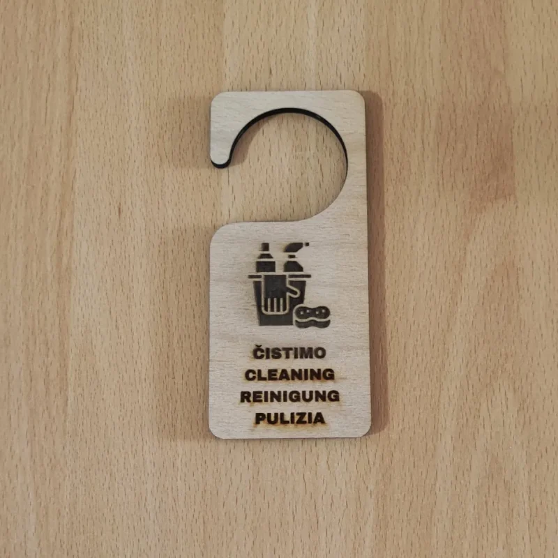 Vješalica za vrata s natpisom - Čišćenje (višejezično)