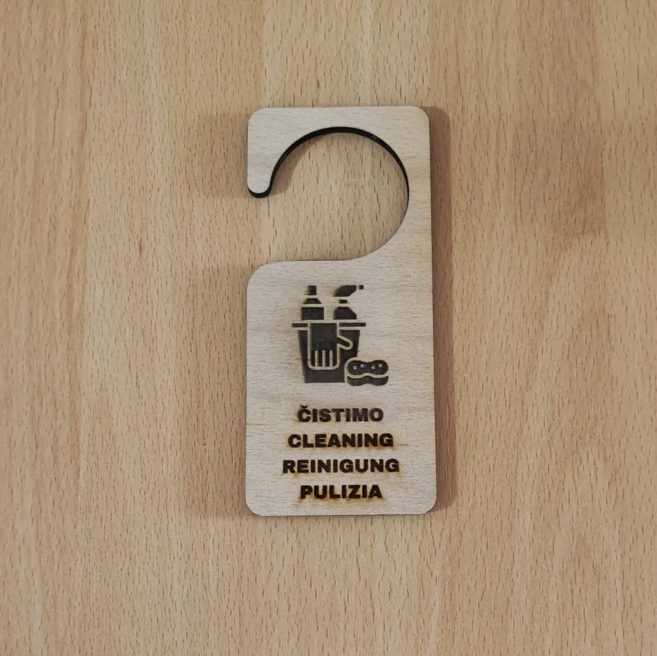 Vješalica za vrata s natpisom - Čišćenje (višejezično) - Slika 2