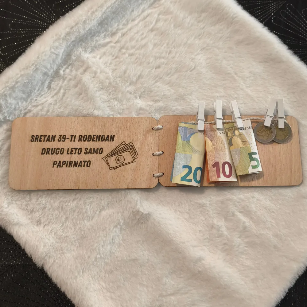 Personalizirana Drvena Čestitka za Novac – Originalan Poklon za Rođendan 🎁